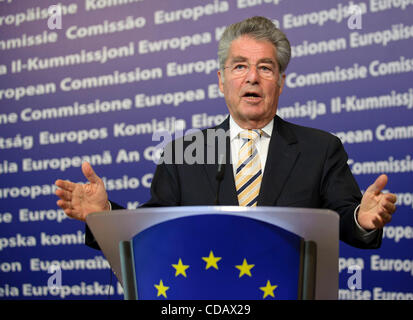 Sett. 15, 2010 - Bruxelles, BXL, Belgio - Il Presidente austriaco Heinz Fischer dà un giunto premere dopo la riunione presso la sede centrale dell'UE a Bruxelles in Belgio su 2010-09-15 da Wiktor Dabkowski (credito Immagine: © Wiktor Dabkowski/ZUMApress.com) Foto Stock