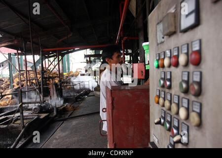 Mar 25, 2011 - Isulan, isola di Mindanao, Filippine - Lavoratori filippini sono visti presso lo stabilimento di trasformazione per olio frutti di palma. Olio di palma è considerato importante quanto le sue altre risorse come obiettivi di crescita. Le imprese asiatiche come quelli in Indonesia e Filippine potrebbe assumere la leadership nella produzione di Foto Stock