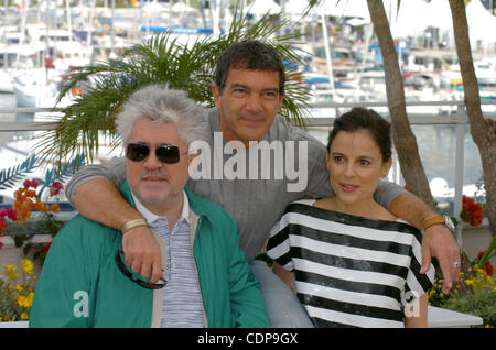 Il regista Pedro Almodovar, attore Antonio Banderas e attrice Elena Anaya assistere "l'... Foto Stock