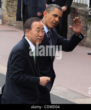 Vertice G8 di Deauville, Francia. Nella foto: il Presidente Usa Barack Obama e il Segretario Generale delle Nazioni Unite Ban Ki-moon . Foto Stock