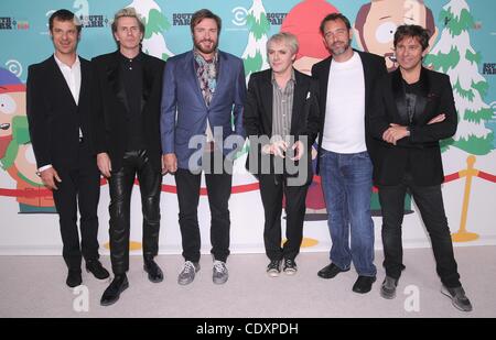 Sett. 20, 2011 - Hollywood, California, Stati Uniti - '"South Park'' quindicesimo anniversario festa al Barker Hangar di Santa Monica, CA 9/20/11 2011..MATT PIETRA, DURAN DURAN (JOHN TAYLOR, Simon le Bon, Nick Rhodes e Roger Taylor) e TREY PARKER(Immagine di credito: Â© Scott Kirkland/Globe foto/ZUMAPRESS.com) Foto Stock