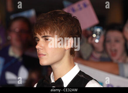 Justin Bieber Mai dire mai UK film Premiere detenute all'O2, Londra Inghilterra - 16.02.11 Foto Stock