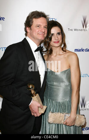 Colin Firth, moglie Livia Giuggioli Weinstein Company Golden Globe Awards After Party - Gli arrivi di Los Angeles, California - 16.01.11 Foto Stock