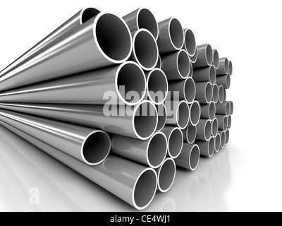 Tubi di metallo su sfondo bianco. 3d computer immagine generata Foto Stock