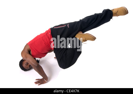 Ballerino di danza contemporanea - breakdance istruttore su sfondo bianco Foto Stock