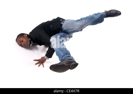 Ballerino di danza contemporanea - breakdance istruttore su sfondo bianco Foto Stock