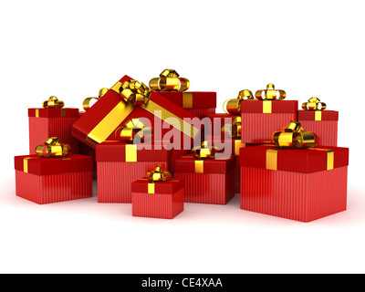 Confezioni regalo su sfondo bianco. computer immagine generata Foto Stock