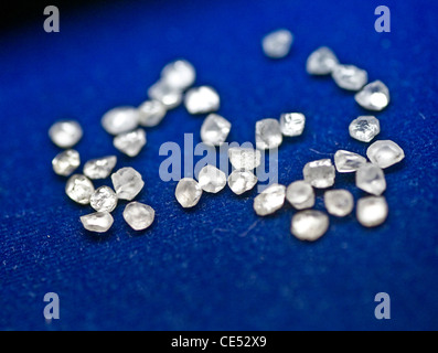 Ruvido e diamanti lucidati preparato in India i diamanti grezzi non diamanti di sangue originati dal punto di vista etico Foto Stock