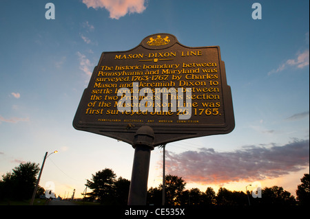 Mason Dixon Line marcatore di segno Foto Stock