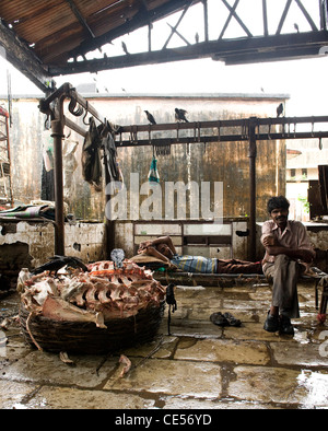 Le scene al mercato della carne , Crawford Mkt , Mumbai sud Foto Stock