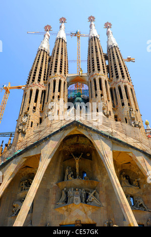 La Sagrada Familia di Gaudi cattedra incompiuto lBarcelona Europa Spagna Catalogna Foto Stock