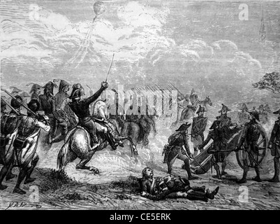 Battaglia di Fleurus (26 giugno 1794) Vittoria francese sotto il generale Jean-Baptiste Jourdan contro le guerre rivoluzionarie francesi austriache. Illustrazione o incisione vintage Foto Stock