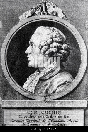 Ritratto di Charles-Nicolas Cochin il giovane (1715-1790), disegnatore o disegnatore francese e incisore. Illustrazione o incisione vintage Foto Stock