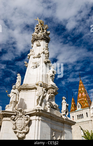 La Colonna della Santa Trinità, Szentharomsag ter, Castle Hill District (Varhegy), Buda, Budapest, Ungheria. Foto Stock