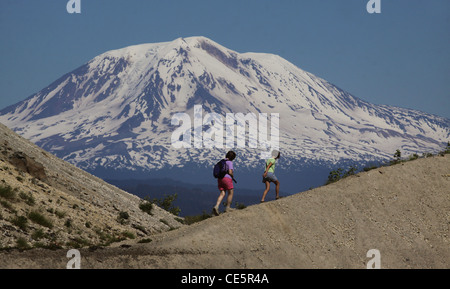 Il Monte Adams escursionista vicino a Mt Saint Helens Foto Stock