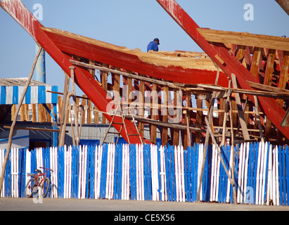 Boat Yard in essaouira marocco Foto Stock