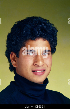 Giocatore di cricket indiano Sachin Tendulkar Young, No Model Release, solo per uso editoriale Foto Stock