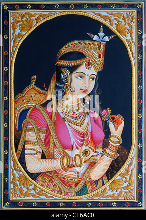 Mumtaz Mahal ; imperatrice Mughal ; pittura in miniatura su carta con goffratura d'oro ; disegno ; illustrazione ; arte ; opera ; pittura ; india ; asia Foto Stock