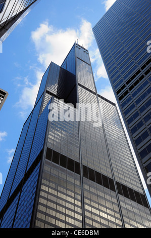 Chicago's Willis Tower precedentemente noto come la Sears Tower. Edificio più alto in Nord America. Foto Stock