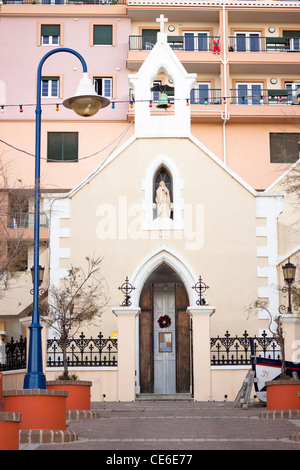 La Madonna Addolorata Chiesa. La Chiesa cattolica romana in Catalan Bay Village, Gibilterra. Foto Stock