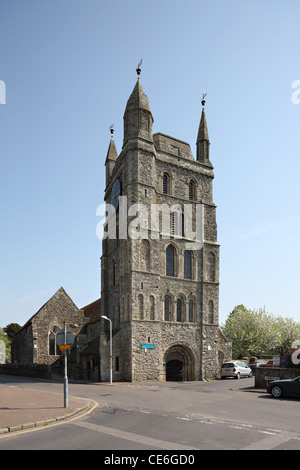 Torre della chiesa di San Nicola, New Romney, Kent Foto Stock