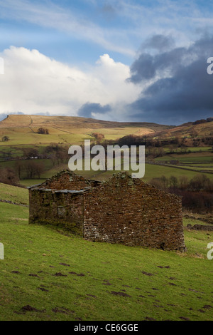 Semerwater o 'Semer acqua'  in disuso fienile in pietra vicino Addlebrough, North Yorkshire Dales, Richmondshire, REGNO UNITO Foto Stock