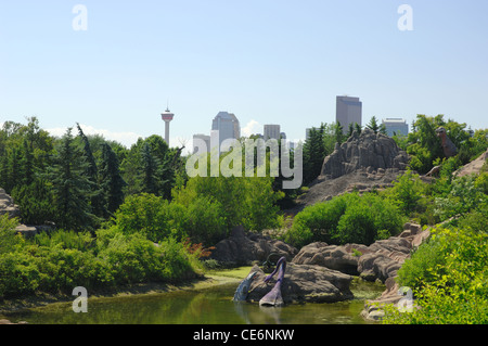 Un'immagine di Calgary, Alberta, Canada downtown sono dallo Zoo di Calgary. Foto Stock