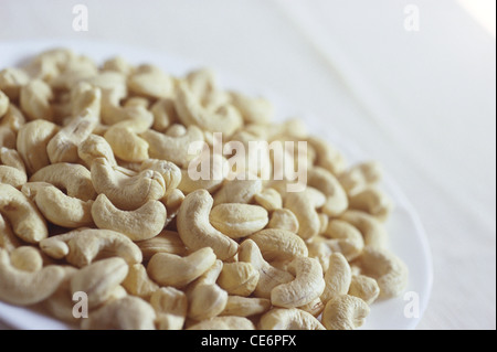 Noci di acagiù su sfondo bianco Foto Stock