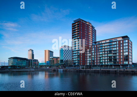 Inghilterra, Greater Manchester, Salford Quays. Media City UK complesso situato in Salford Quays Foto Stock