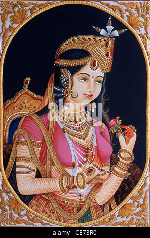 La pittura in miniatura della principessa Mumtaz Mahal moglie dell'imperatore Mughal Shah Jahan - bdr 84439 Foto Stock