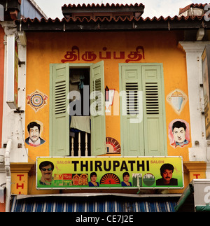 Salone di Parrucchiere in Little India di Singapore in estremo oriente Asia sudorientale. cultura persiane edificio stile di vita vita travel Foto Stock