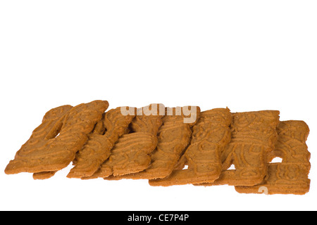 Più fresco biscotti spekulatius isolato su bianco Foto Stock