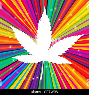 Cannabis leaf su abstract sfondo psichedelico Foto Stock