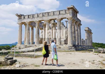 Tempio di Aphaia, Aegina Island, Grecia Foto Stock