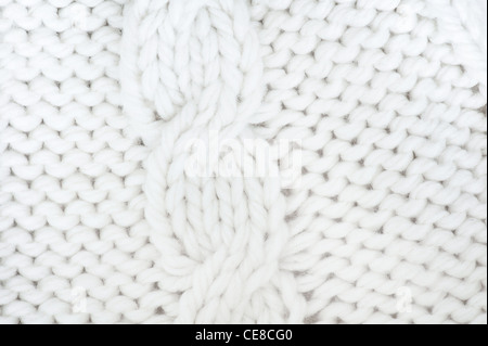 Bianco maglia modello lana closeup Foto Stock