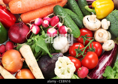 Un sacco di verdure occupano tutto il telaio. Foto Stock
