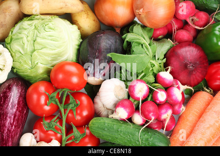 Un sacco di verdure occupano tutto il telaio. Foto Stock