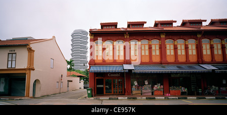 Baba Peranakan architettura nonya alloggiamento nel quartiere arabo Kampong Glam singapore in estremo oriente Asia sudorientale. Costruzione casa della cultura cinese arte travel Foto Stock