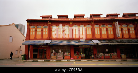 Baba Peranakan architettura nonya alloggiamento nel quartiere arabo Kampong Glam singapore in estremo oriente Asia sudorientale. Costruzione casa della cultura cinese arte travel Foto Stock