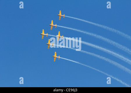 Il faggio T34 le guide della lima Lima di precisione Team di volo in formazione. Foto Stock
