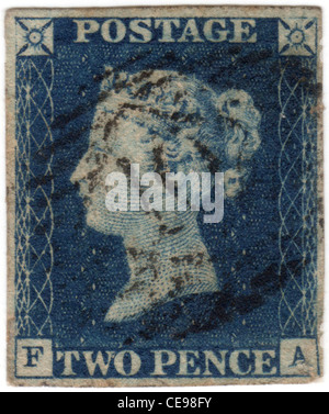 2d Blue francobollo dal 1840 Foto Stock