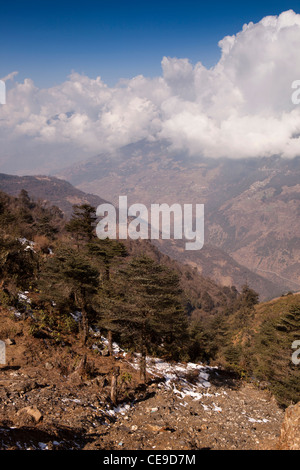 India, Arunachal Pradesh, Tawang Vallata da Jang Village Foto Stock