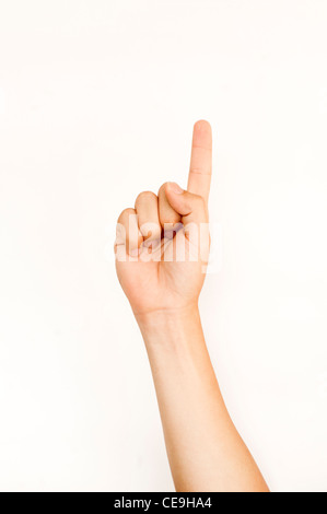 Isolato man mano a mano facendo gesto di conteggio dei numeri Foto Stock