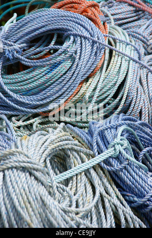 Dettaglio, spire di corda nautica, Newport, Oregon Coast Foto Stock