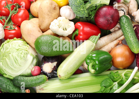 Un sacco di verdure occupano tutto il telaio. Foto Stock