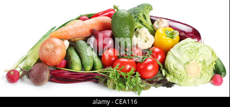 Le verdure su uno sfondo bianco. Foto Stock