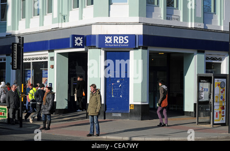 Banca RBS Royal Bank of Scotland filiale a Brighton Regno Unito cercando trasandato Foto Stock