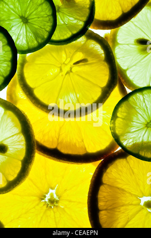 Fette di arance, limoni e limette Foto Stock