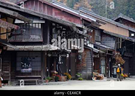 La strada principale Narai-juku cittadina storica di Kisoji Nakasendo Nagano Giappone Foto Stock