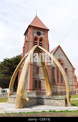 Whalebone Arch, la cattedrale di Christ Church, Stanley, Isole Falkland Foto Stock